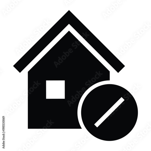 Home icon with disabled symbol for restricted property access sign