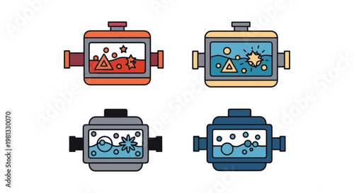 Gas reaction chamber Line art abstract minimal shapes illustration