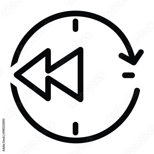 Fast rewind time symbol with circular arrow and skip buttons