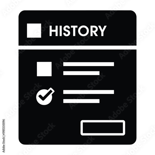 Document history checklist icon with checkmark and text label