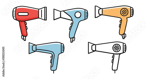 Hair Dryers Line art vector modern abstract color design