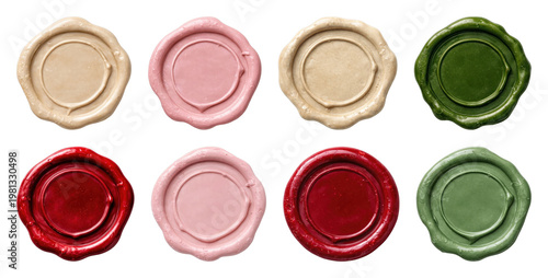 PNG Colorful vintage wax seals collection on transparent background