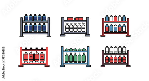 Gas storage rack Line art minimal abstract illustration