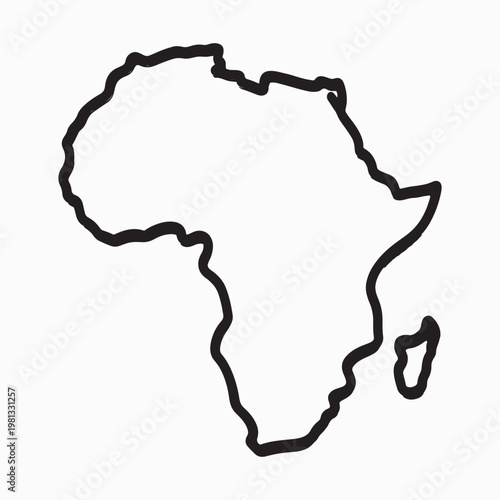 A minimalist black outline depicts the continent of africa against white