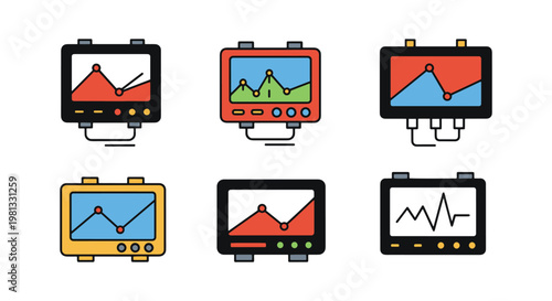 Gas trend recorder Line art simple color shapes illustration