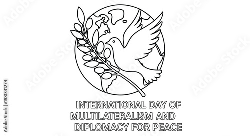International day of multilateralism and diplomacy for peace logo with a dove