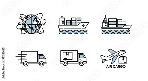 Global Logistics Line art simple clean illustration vector