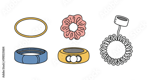 Hairbands Line art vector set colorful abstract modern
