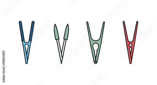 Hairpins Line art vector set creative abstract colorful pattern