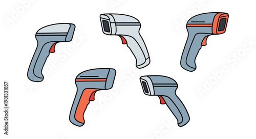 Handheld Scanners Line art creative colorful shapes illustration