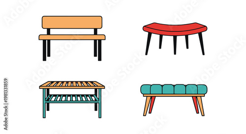 Hallway Bench Line art vector abstract design