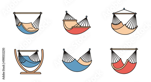 Hammock chair Line art vector simple minimal shapes illustration