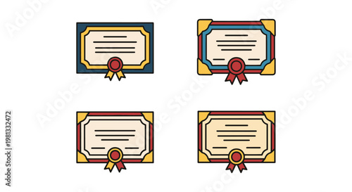 Graduation diploma frame Line minimal color shapes vector