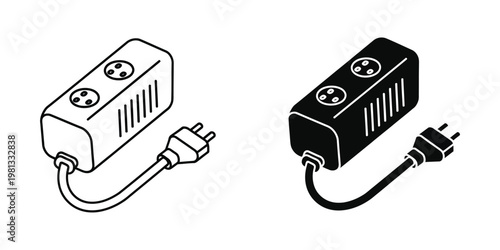 Two power adapters with different plug types attached to cables
