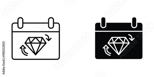 Contrast of calendar icons with diamond symbols and opposite color backgrounds