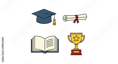 Graduation ornaments Line art abstract minimal shape illustration