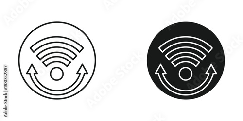 Comparison of active and inactive wireless signal icons in circular design