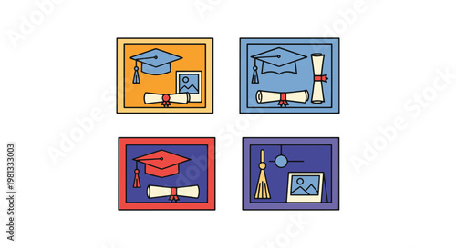 Graduation shadow boxes Line clean colorful shapes vector