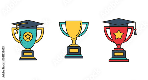 Graduation trophy Line art modern shape abstract vector