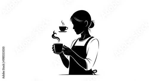 Barista Holding Coffee Cup Steam Rising From Hot Beverage.
