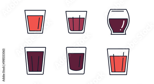 Grape Juice Glass Line art minimal simple abstract vector