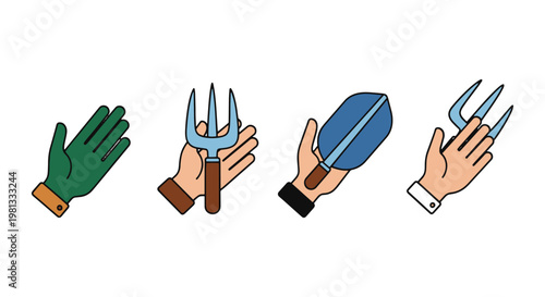 Hand Cultivator Line art clean abstract vector