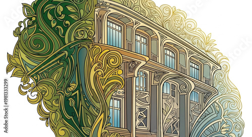 Ornate Building Facade with Decorative Flourishes.