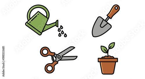 Greenhouse Tools Line art simple abstract decorative vector