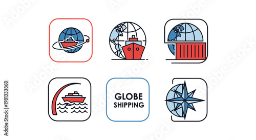 Globe Shipping Line art vector abstract color pattern