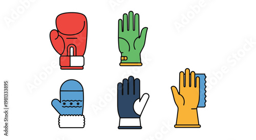 Gloves Line art vector set minimal abstract modern