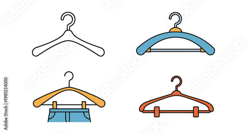 Gown hangers Line art vector modern abstract decorative illustration