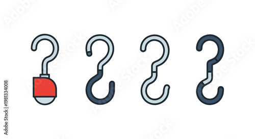 Gown hooks Line art vector clean abstract color shapes