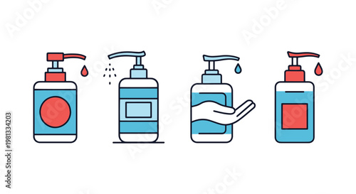 Hand sanitizer Line art vector minimal abstract modern