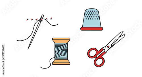 Hand Sewing Line art vector abstract clean design