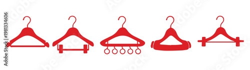 Minimal clothes hanger icon dressing room symbol. The hanger icon. Coat rack symbol. hanger outline icon. Wardrobe or cloakroom icon showing a simple hanger. Minimalist outline and filled vector. 