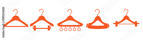 Minimal clothes hanger icon dressing room symbol. The hanger icon. Coat rack symbol. hanger outline icon. Wardrobe or cloakroom icon showing a simple hanger. Minimalist outline and filled vector. 
