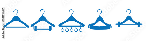 Minimal clothes hanger icon dressing room symbol. The hanger icon. Coat rack symbol. hanger outline icon. Wardrobe or cloakroom icon showing a simple hanger. Minimalist outline and filled vector. 