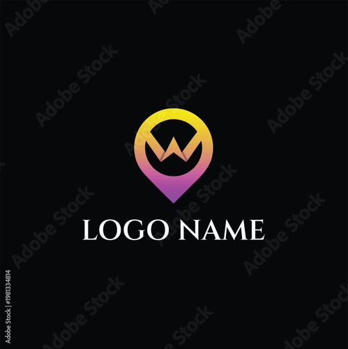A modern logo design with a colorful gradient on a black background