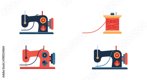 Hand Sewing Line art vector abstract colorful pattern