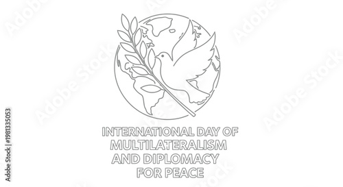 International day of multilateralism and diplomacy for peace emblem with a dove