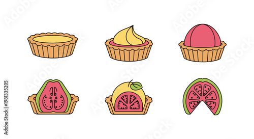 Guava Tart Line art vector clean abstract shape