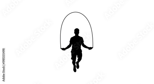Silhouette of a person jumping rope for exercise.