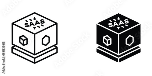 Contrasting visual styles of a saas logo design on cube-shaped icons