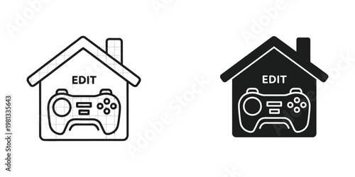 House icons with game controllers labeled edit for customization options