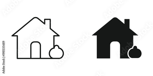 Contrast between outline and filled househouse icons with a doghouse