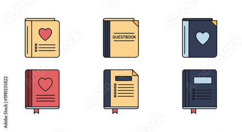 Guestbook Line art vector set minimal abstract colorful