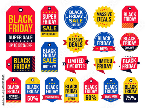 Black Friday Sale Banner in Mobile Chat Interface with Discount Stickers Messaging App Screen Mockup