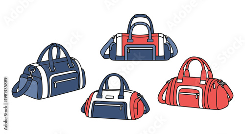 Gym Bag Line art vector set minimal colorful shapes illustration