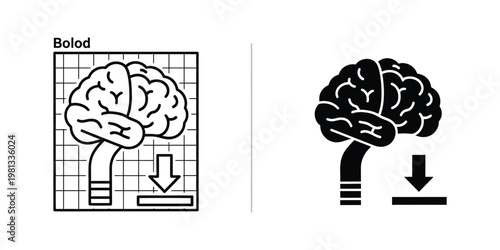 Illustration of brain image transformation from grid to vector format