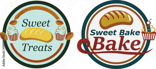 Bakery logo designs featuring sweet treats and baked goods  